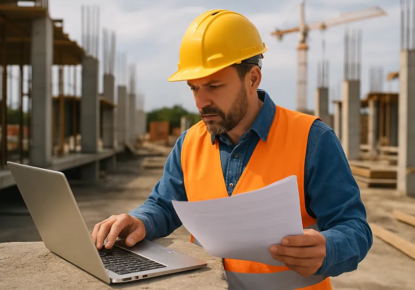 Construction worker laptop